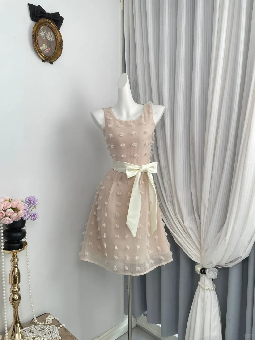 New Homecoming Dress Jewel Flower Bowknot Back to School Outfits Party Dress D6953