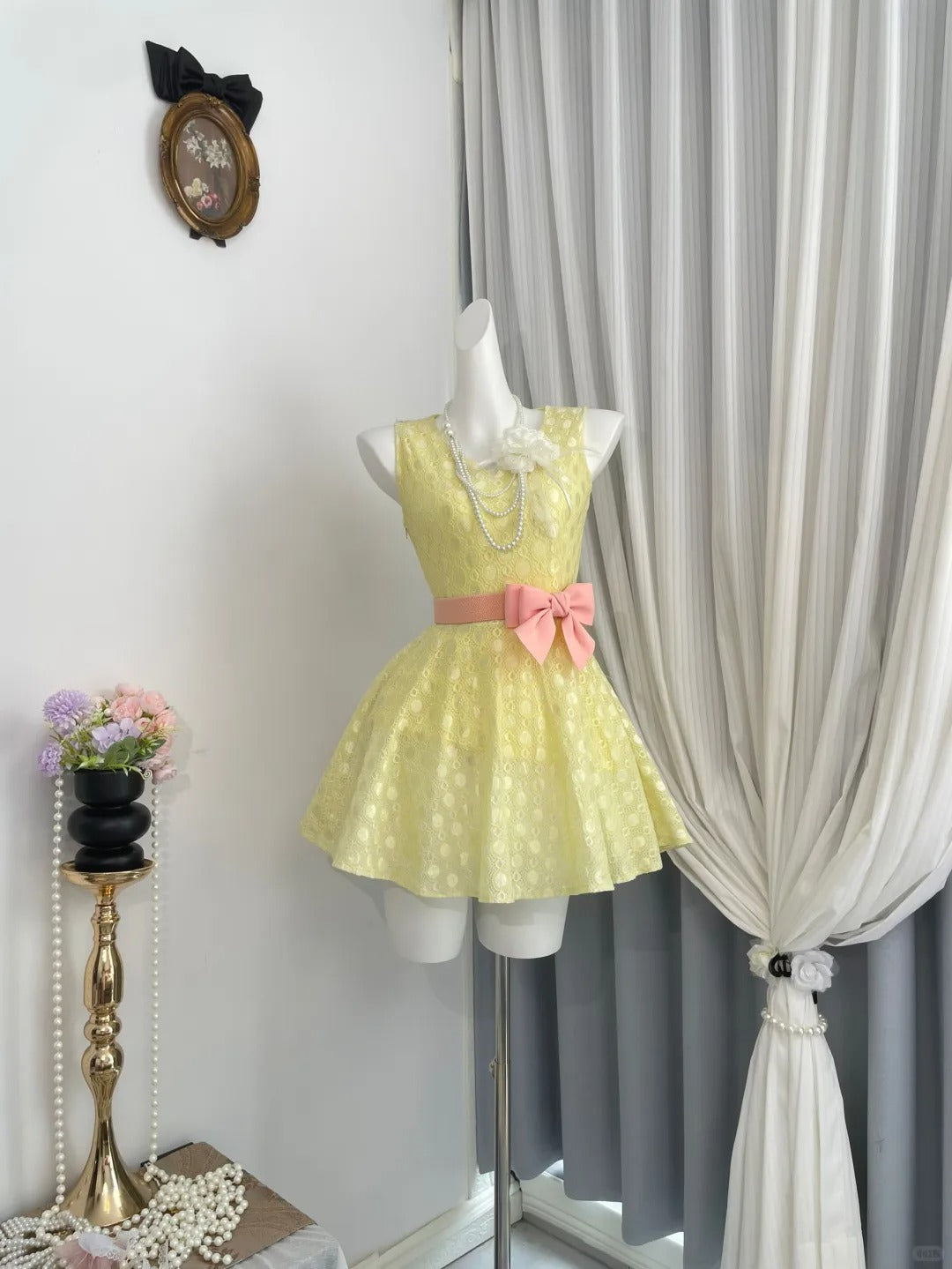 New Homecoming Dress Jewel Bowknot Pleated Back to School Outfits Party Dress D6956