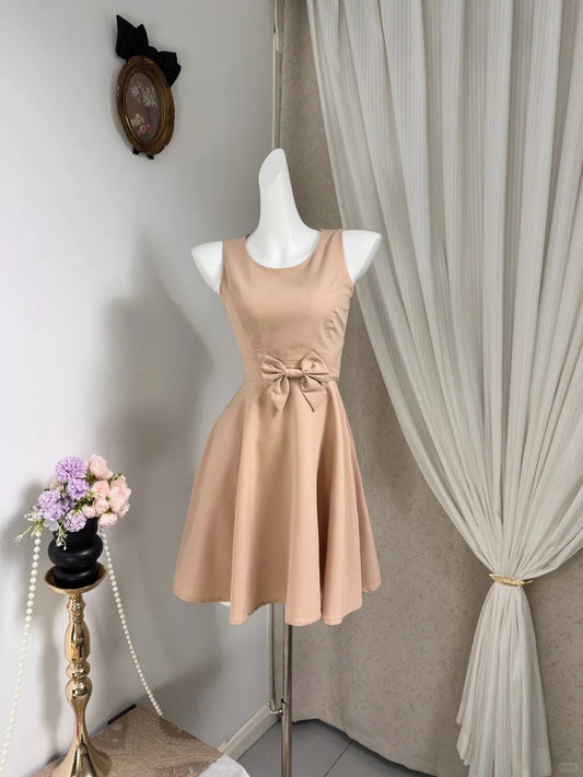 New Homecoming Dress Jewel Pleated Bowknot Back to School Outfits Party Dress D6919