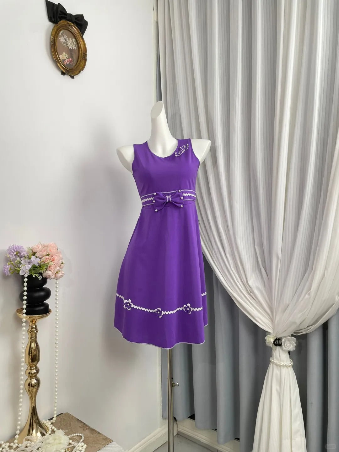 New Homecoming Dress Jewel Bowknot Back to School Outfits Party Dress D6960