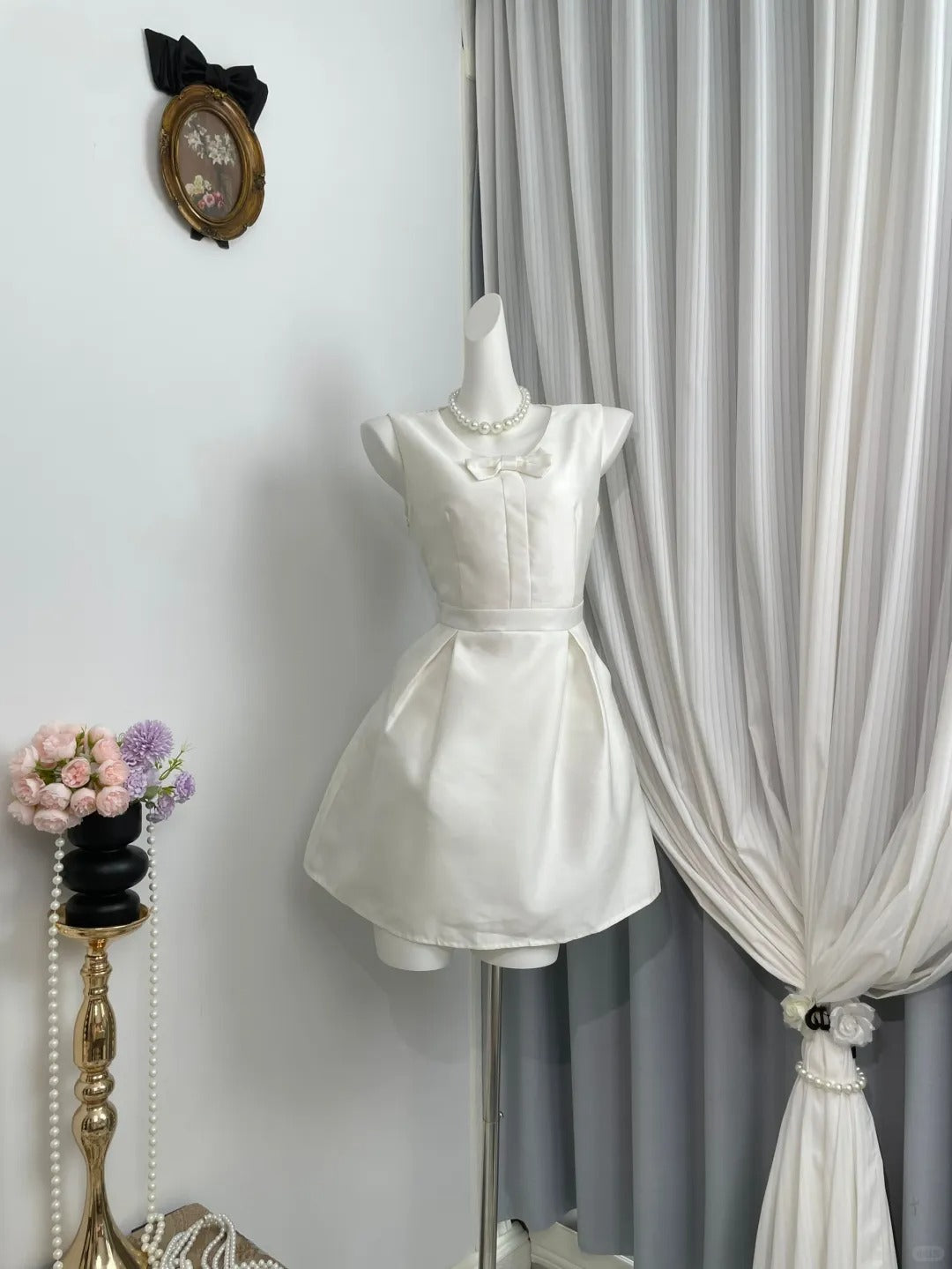 New Homecoming Dress Jewel Bowknot Pleated Back to School Outfits Party Dress D6962