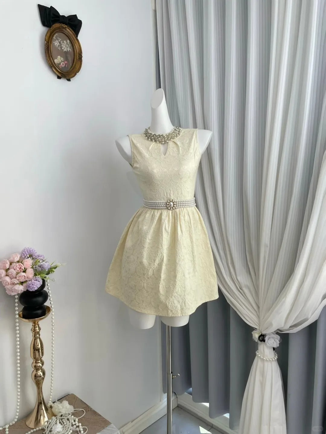 New Homecoming Dress Jewel Pleated Pearl Back to School Outfits Party Dress D6964