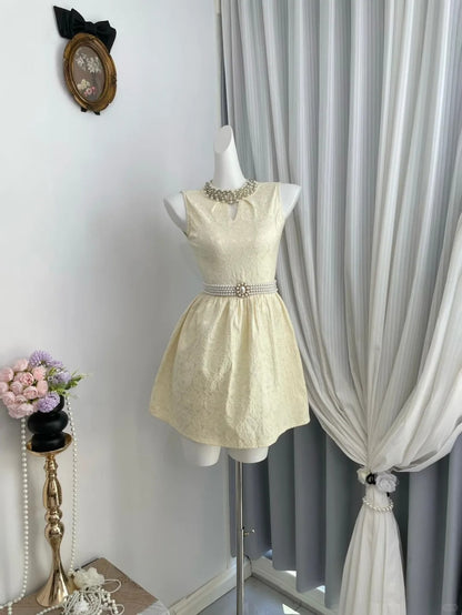 New Homecoming Dress Jewel Pleated Pearl Back to School Outfits Party Dress D6964
