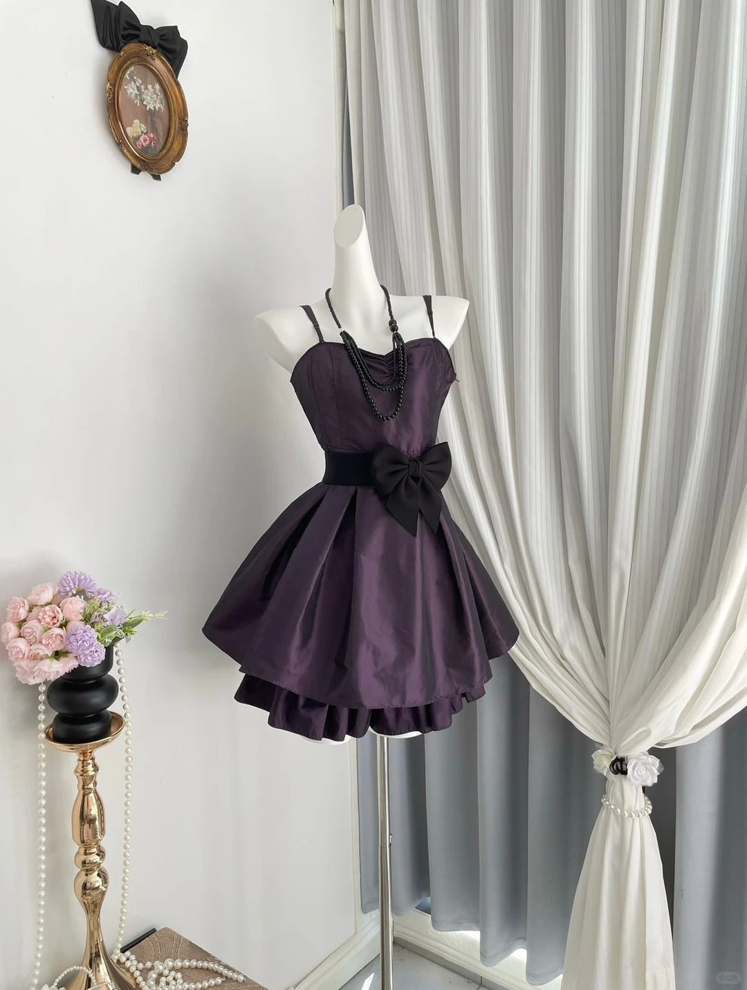Pretty Homecoming Dress Sweetheart Pleated Bowknot Back to School Outfits Party Dress D6968