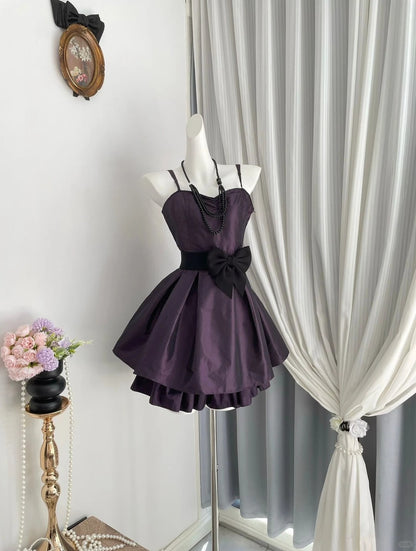 Pretty Homecoming Dress Sweetheart Pleated Bowknot Back to School Outfits Party Dress D6968