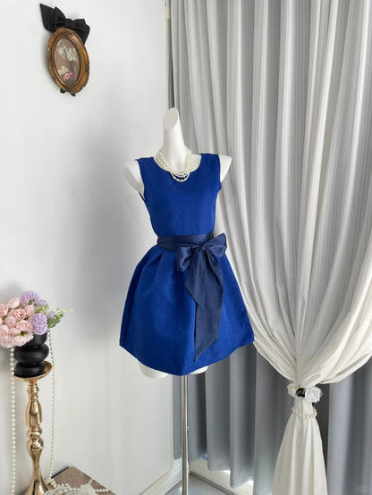 New Homecoming Dress Jewel Pleated Bowknot Back to School Outfits Party Dress D6967