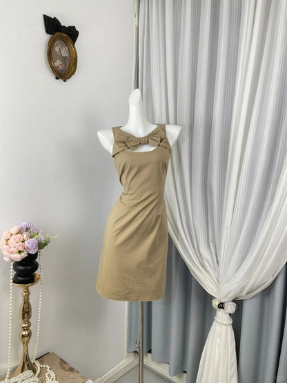 New Homecoming Dress Jewel Pleated Bowknot Back to School Outfits Party Dress D6965