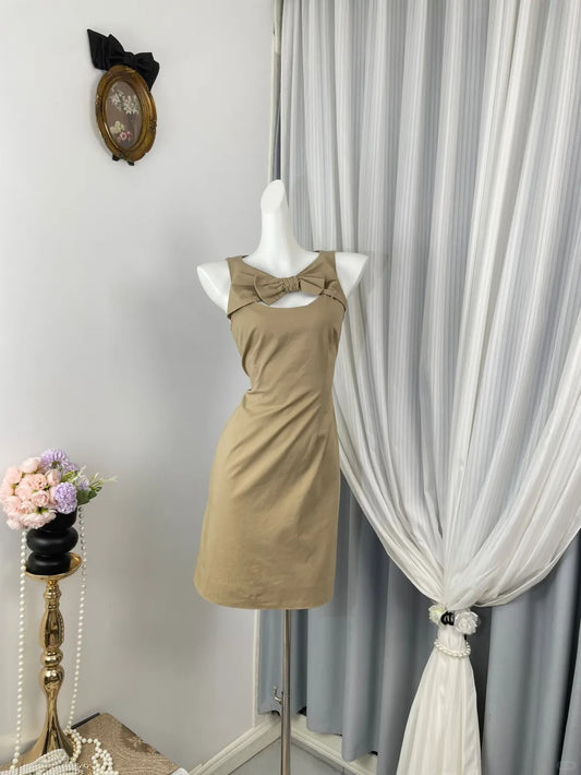 New Homecoming Dress Jewel Pleated Bowknot Back to School Outfits Party Dress D6965