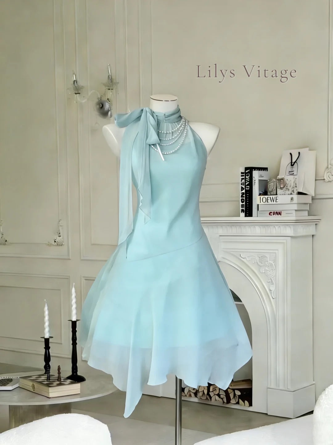 Elegant Homecoming Dress Halter Cascade Prom Dress Back to School Outfits Party Dress  D6133