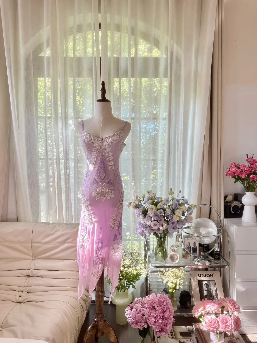 Elegant Homecoming Dress Spaghetti Strap Beading Applique Dress Back to School Outfits Party Dress  D6437