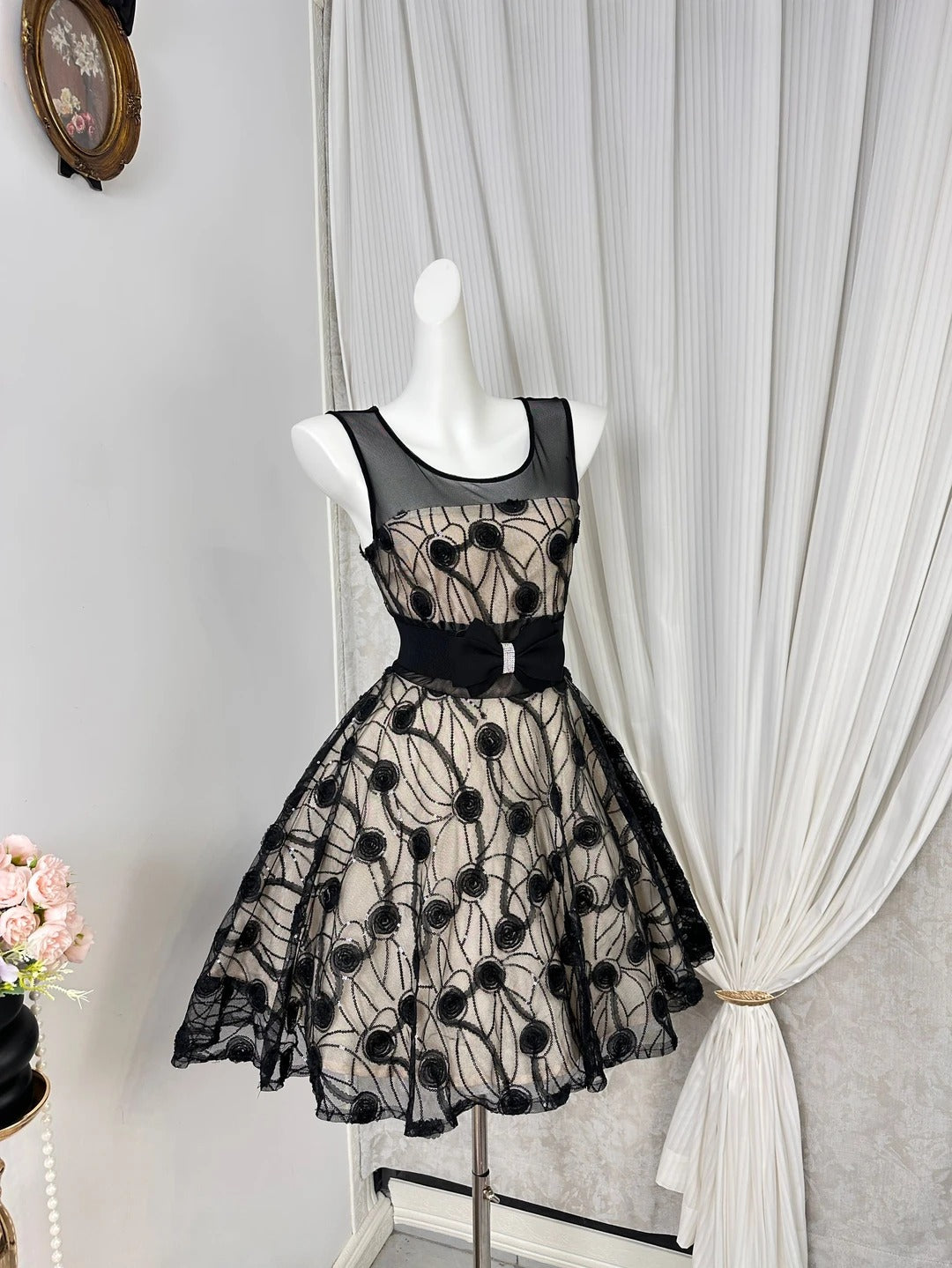 New Homecoming Dress Jewel Pleated Bowknot Rinestone Back to School Outfits Party Dress D6920