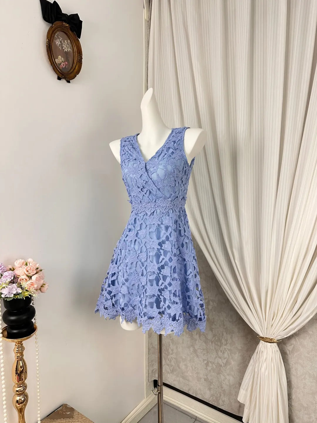 New Homecoming Dress V Neck Bowknot Applique Back to School Outfits Party Dress D6932