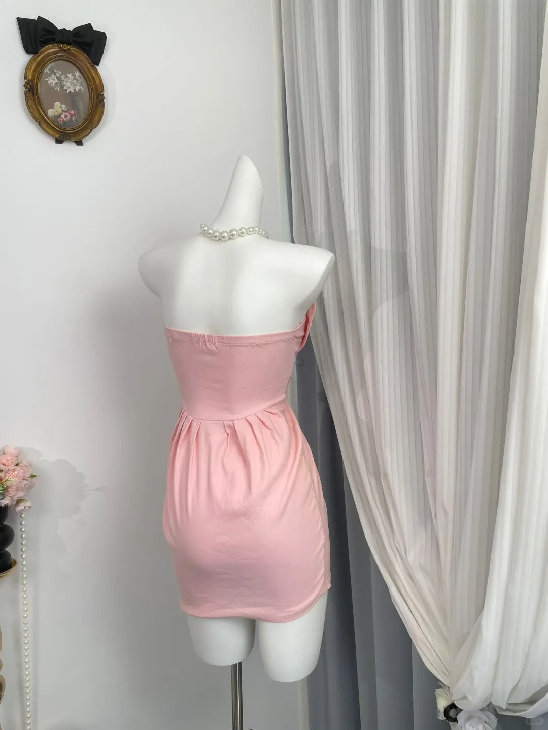 New Homecoming Dress Strapless Pleated Back to School Outfits Party Dress D6955