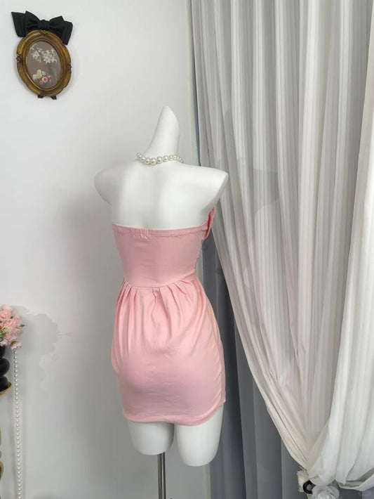New Homecoming Dress Strapless Pleated Back to School Outfits Party Dress D6955