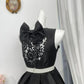 New Homecoming Dress Jewel Bowknot Pleated Pearl Back to School Outfits Party Dress D6957