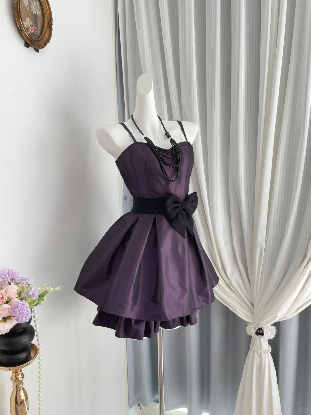 Pretty Homecoming Dress Sweetheart Pleated Bowknot Back to School Outfits Party Dress D6968