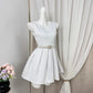 New Homecoming Dress V Neck Pleated Pearl Back to School Outfits Party Dress D6910