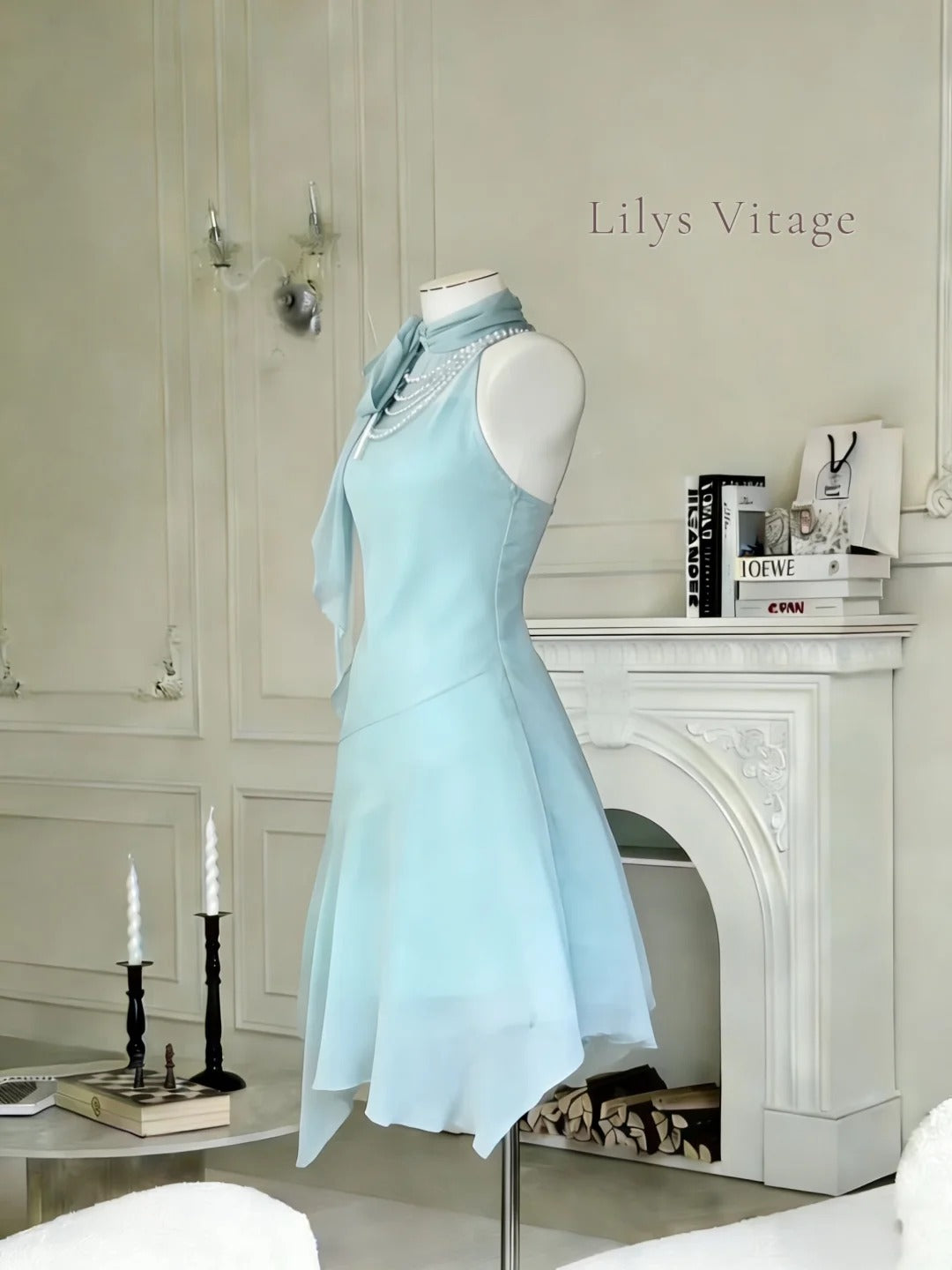 Elegant Homecoming Dress Halter Cascade Prom Dress Back to School Outfits Party Dress  D6133