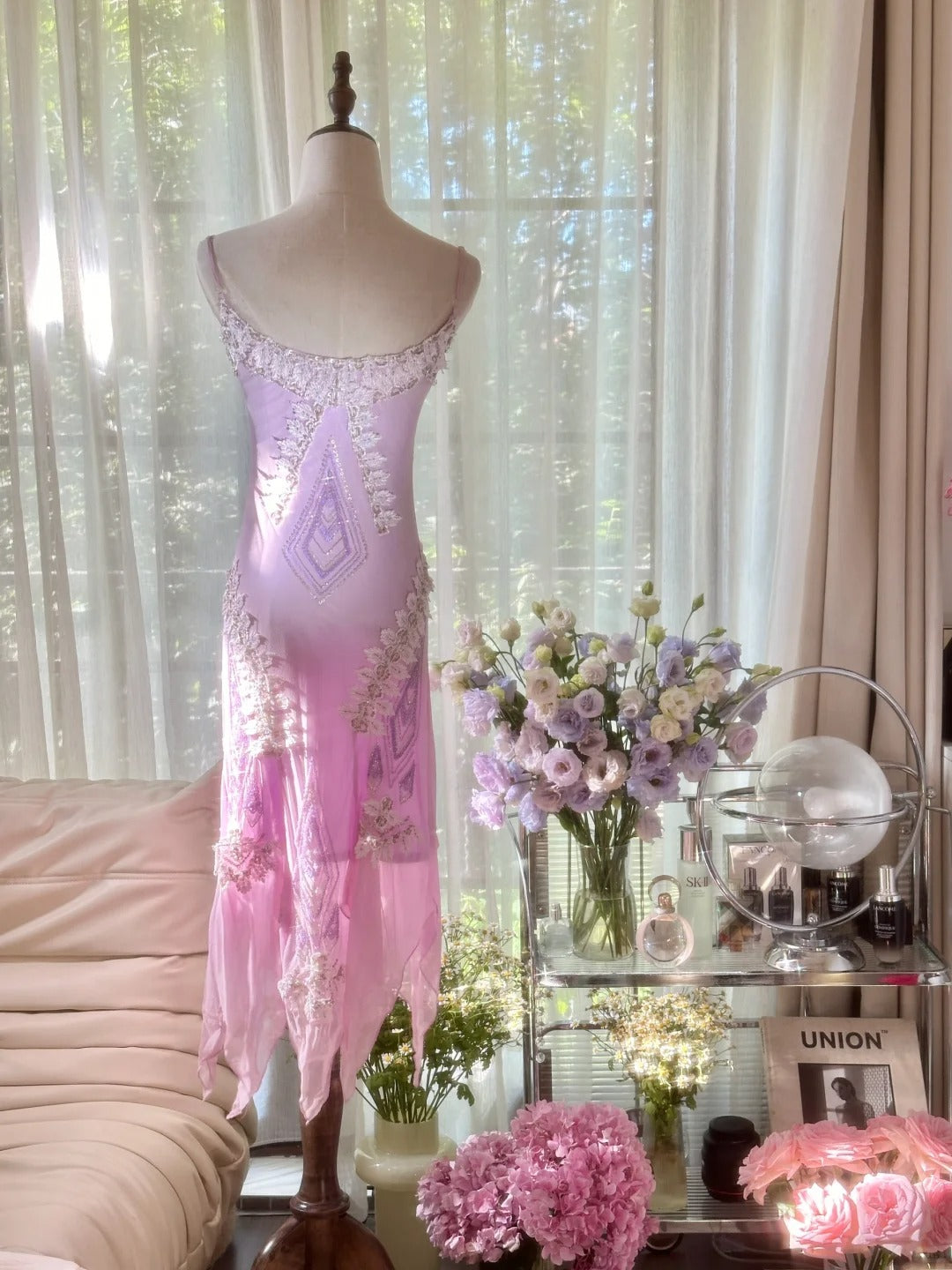 Elegant Homecoming Dress Spaghetti Strap Beading Applique Dress Back to School Outfits Party Dress  D6437