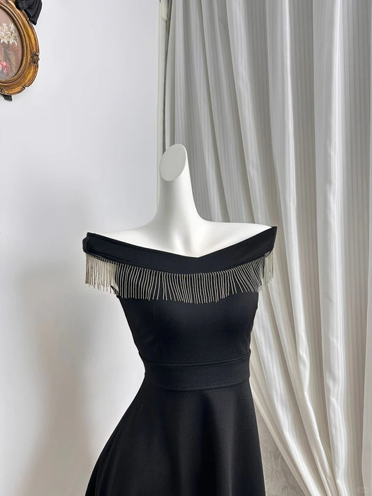 New Homecoming Dress Strapless Pleated Tassel Back to School Outfits Party Dress D6933