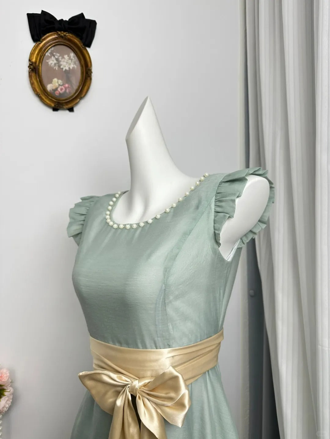 New Homecoming Dress Jewel Pleated Pearl Bowknot Back to School Outfits Party Dress D6934