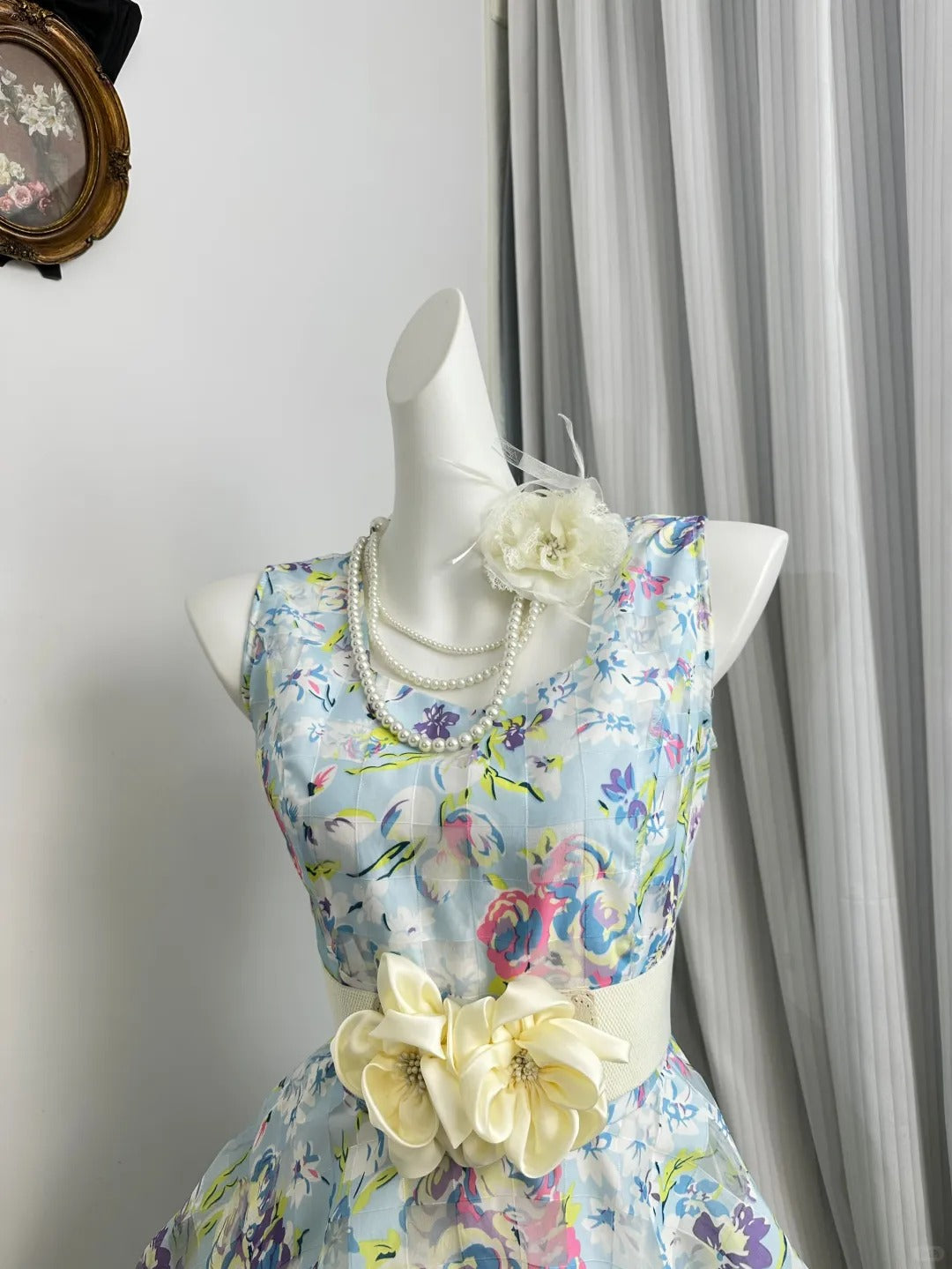 New Homecoming Dress Jewel Pleated Flower Back to School Outfits Party Dress D6936
