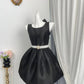 New Homecoming Dress Jewel Bowknot Pleated Pearl Back to School Outfits Party Dress D6957