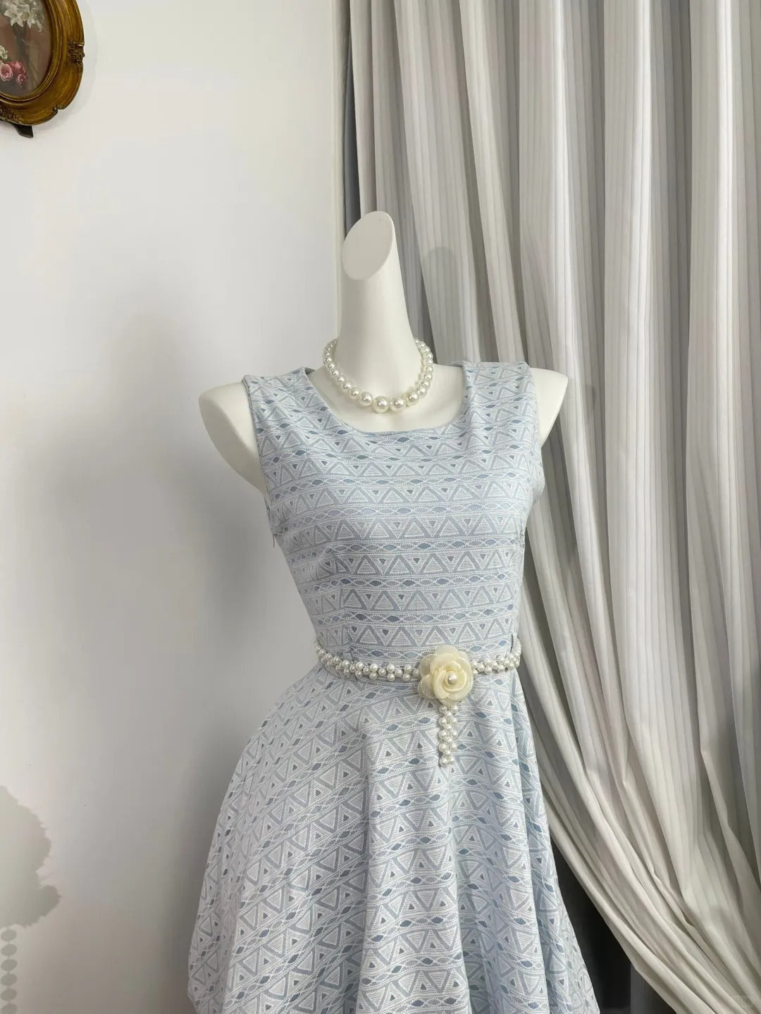 New Homecoming Dress Jewel Pleated Pearl Flower Back to School Outfits Party Dress D6959