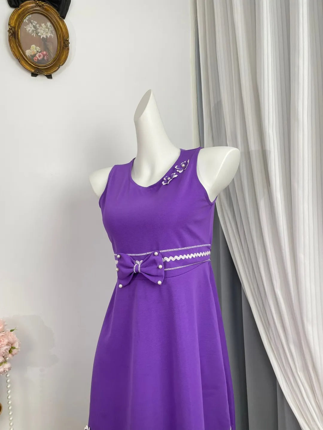 New Homecoming Dress Jewel Bowknot Back to School Outfits Party Dress D6960