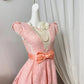 New Homecoming Dress Jewel Bowknot Pleated Tulle Back to School Outfits Party Dress D6907