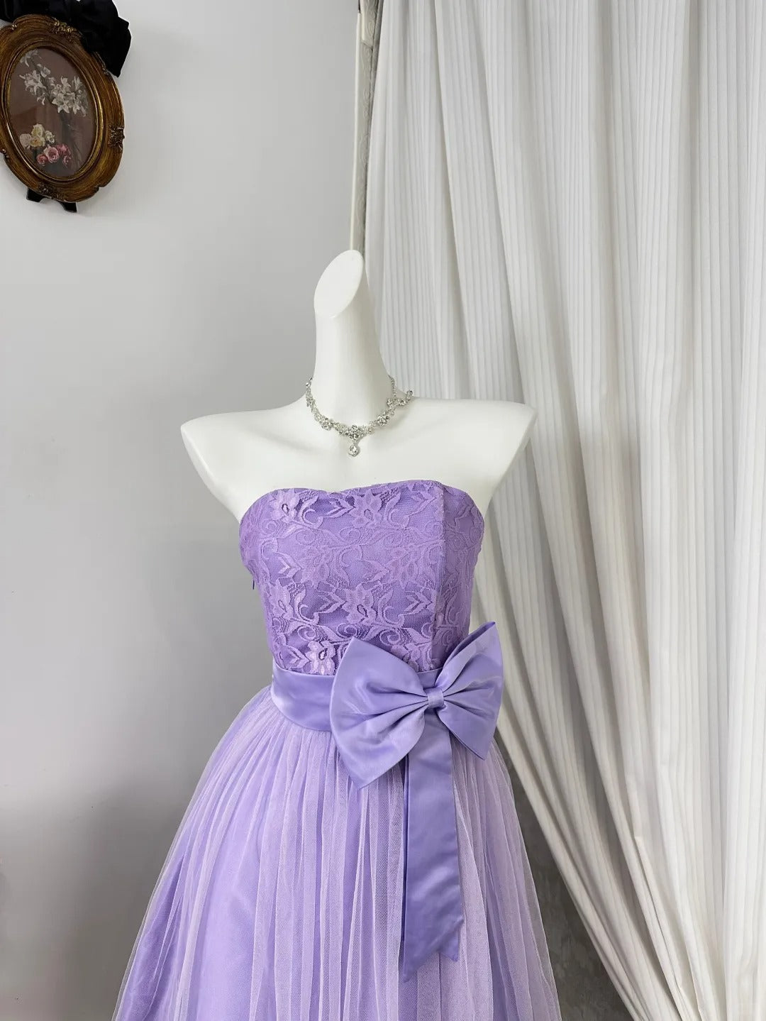 New Homecoming Dress Strapless Bowknot Tulle Back to School Outfits Party Dress D6909