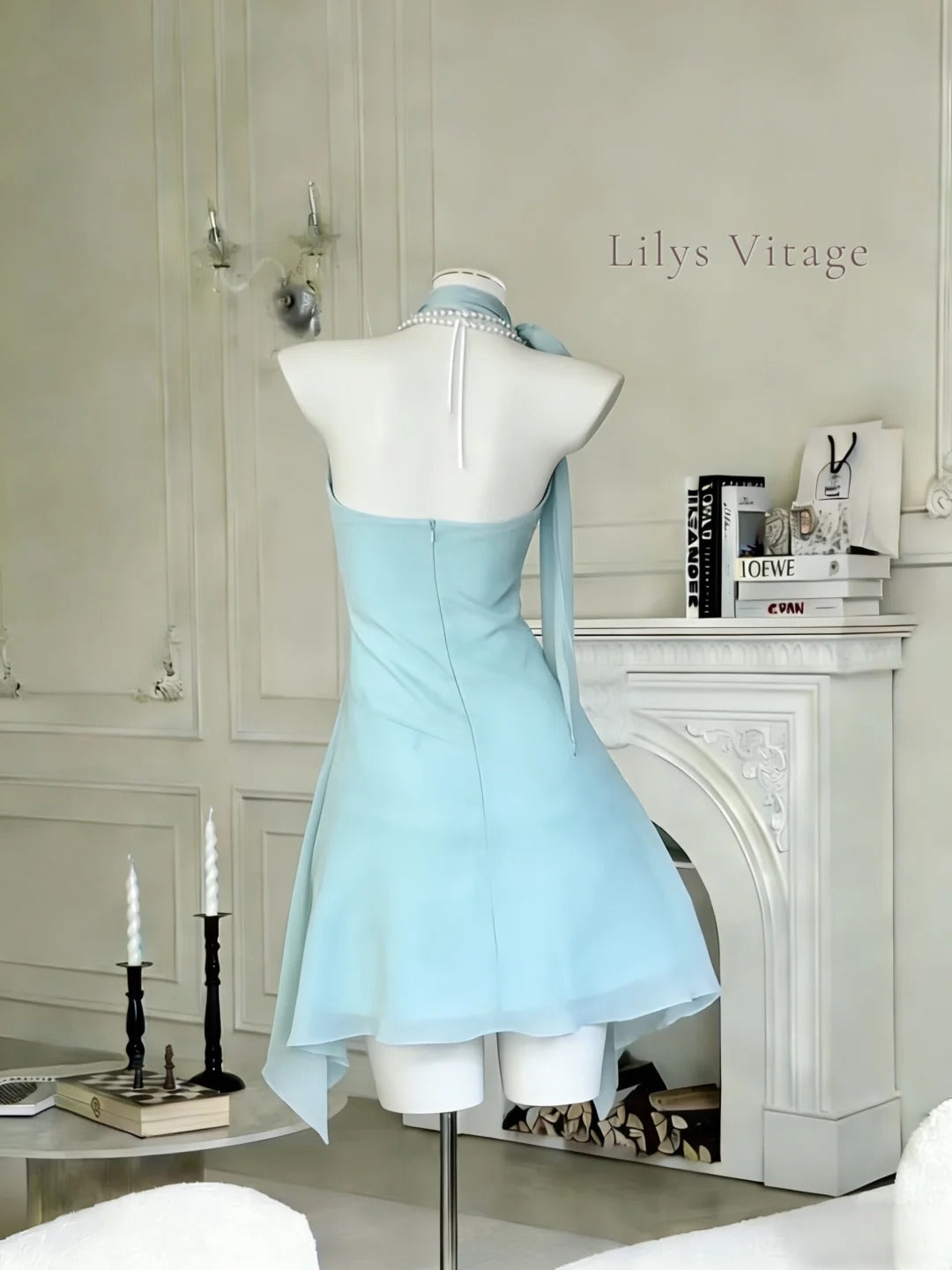 Elegant Homecoming Dress Halter Cascade Prom Dress Back to School Outfits Party Dress  D6133