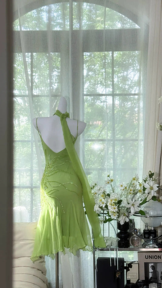Charming Homecoming Dress Spaghetti Strap Beading Dress Back to School Outfits Party Dress  D6414