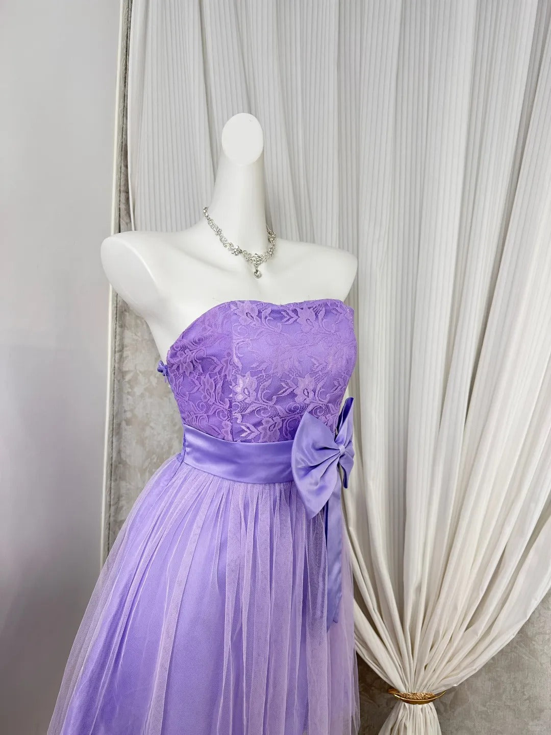 New Homecoming Dress Strapless Bowknot Tulle Back to School Outfits Party Dress D6909