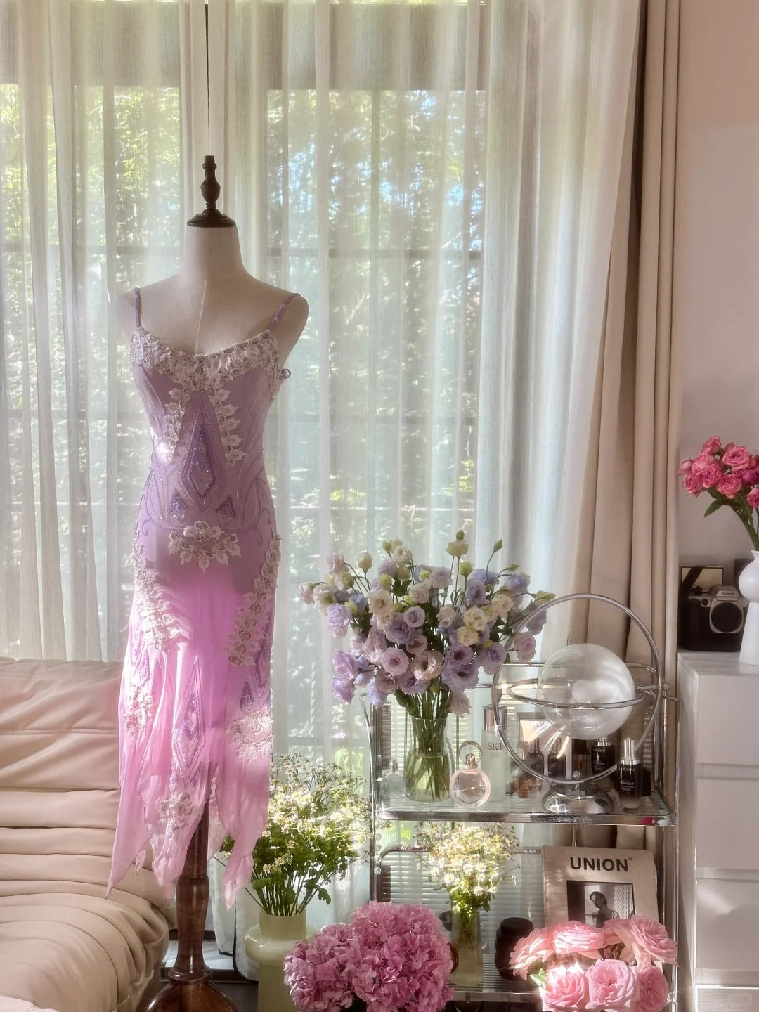 Elegant Homecoming Dress Spaghetti Strap Beading Applique Dress Back to School Outfits Party Dress  D6437