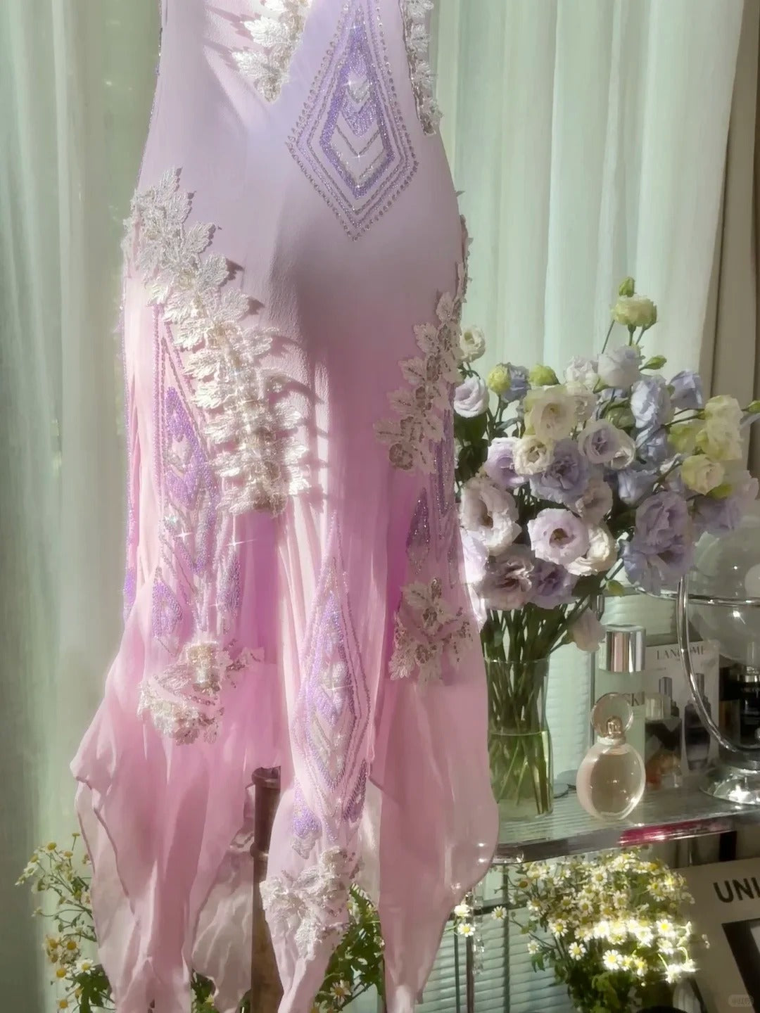 Elegant Homecoming Dress Spaghetti Strap Beading Applique Dress Back to School Outfits Party Dress  D6437