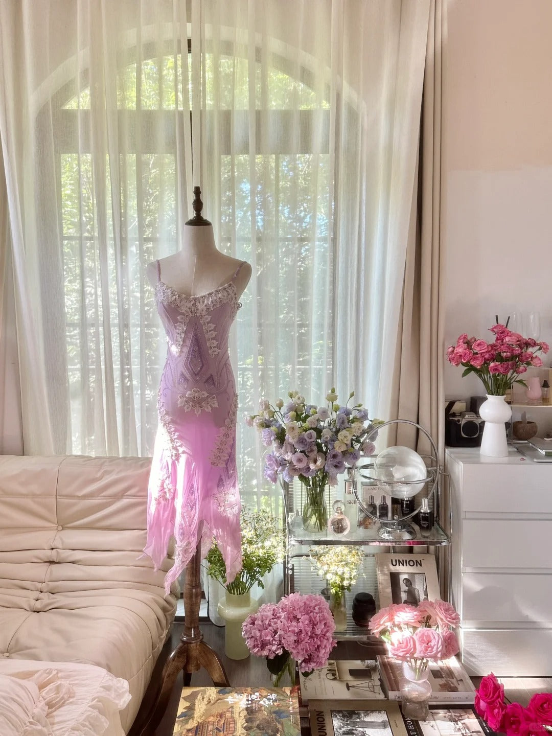 Elegant Homecoming Dress Spaghetti Strap Beading Applique Dress Back to School Outfits Party Dress  D6437