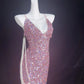 New Homecoming Dress V Neck Sequins Pearl Back to School Outfits Party Dress D6895