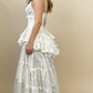 A line long white wedding dress side view