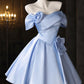 New Arrival Homecoming Dress Strapless Flower Pleated Short Prom Dress Back to School Outfits Party Dress  D6019