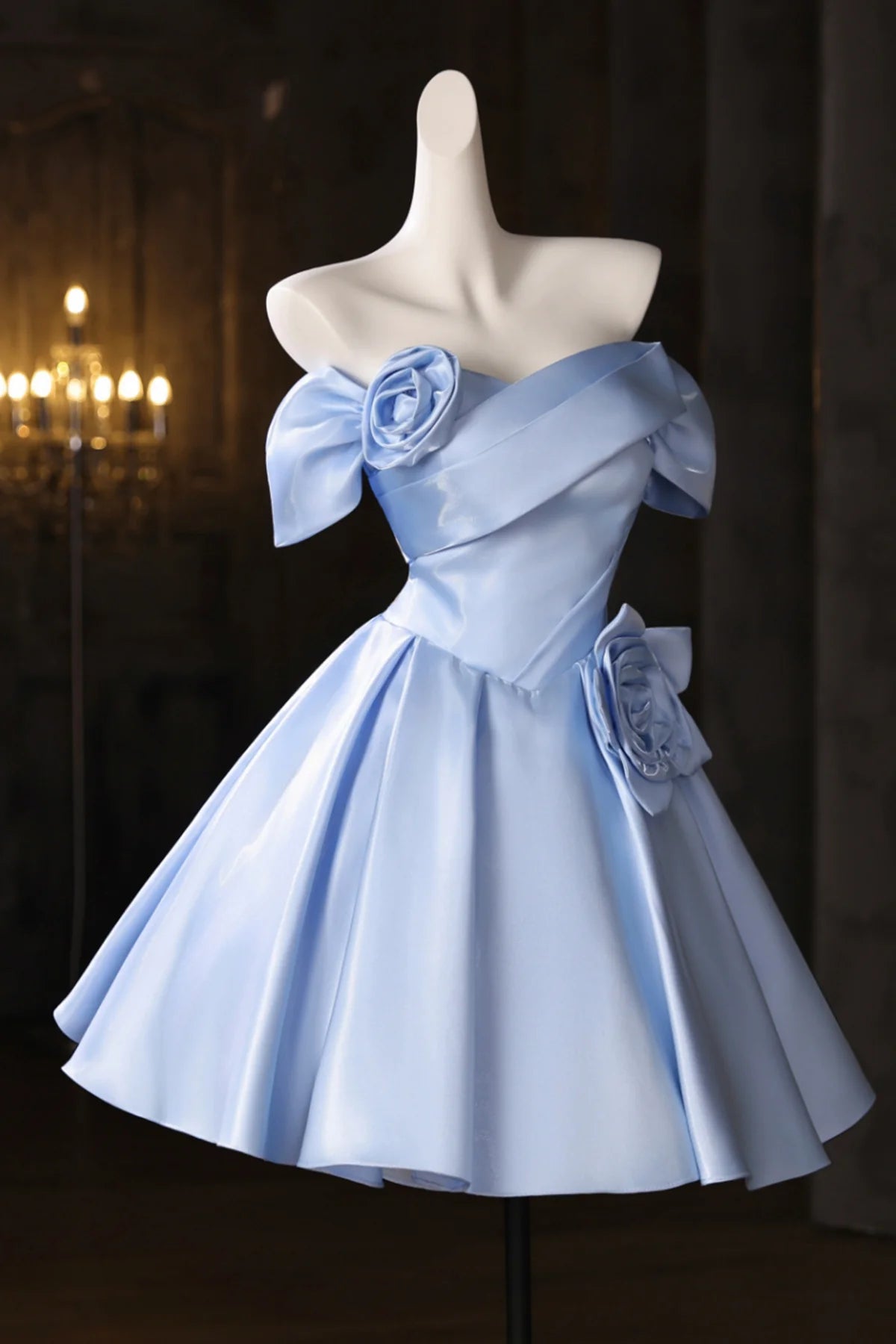 New Arrival Homecoming Dress Strapless Flower Pleated Short Prom Dress Back to School Outfits Party Dress  D6019