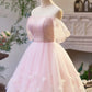 Beauty Homecoming Dress Off Shoulder Tulle  Short Prom Dress Birthday Party Outfits Cocktail Dress  D6028