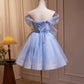 Beauty Homecoming Dress Off Shoulder Tulle Tassel Short Prom Dress Birthday Party Outfits Cocktail Dress  D6029