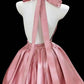 Beauty Homecoming Dress Halter Pleated Short Prom Dress Back to School Outfits Cocktail Dress  D6011