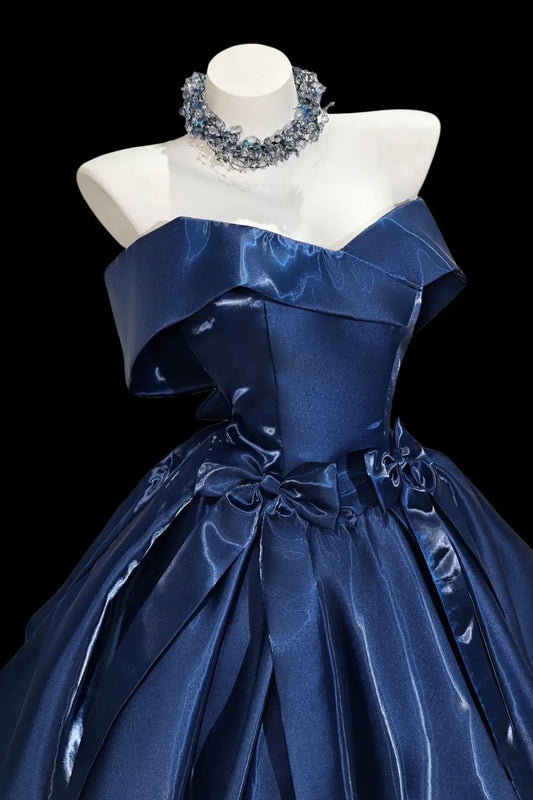 Pretty Homecoming Dress Off-the-Shoulder Bowknot Pleated Short Prom Dress Back to School Outfits Party Dress  D6047
