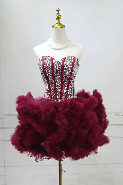 Vintage  Homecoming Dress Sweetheart Rhinestone Short Prom Dress Back to School Outfits Party Dress  D6044