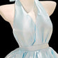 Beauty Homecoming Dress Halter Pleated Short Prom Dress Back to School Outfits Party Dress  D6008