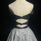 Vintage  Homecoming Dress Off-the-Shoulder Sequin Lace Beading Short Prom Dress Back to School Outfits Party Dress  D6043