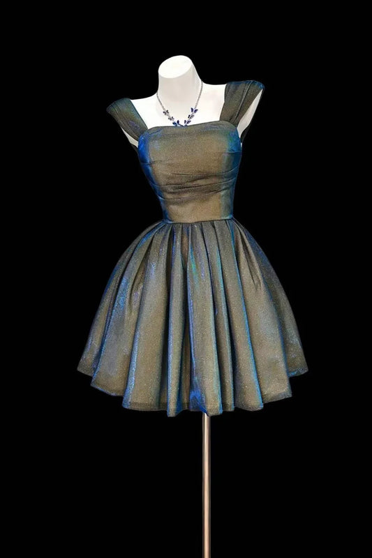 Shimmering Homecoming Dress Strapless Pleated Short Prom Dress Back to School Outfits Party Dress  D6048