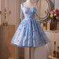 Chic Homecoming Dress Spaghetti Straps Flower Lace Short Prom Dress Back to School Outfits Birthday Party Dress  D6012